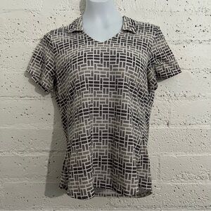 Adidas Womens Athletic Top L Gray Climacool Collared Golf Workout Stretch AS16